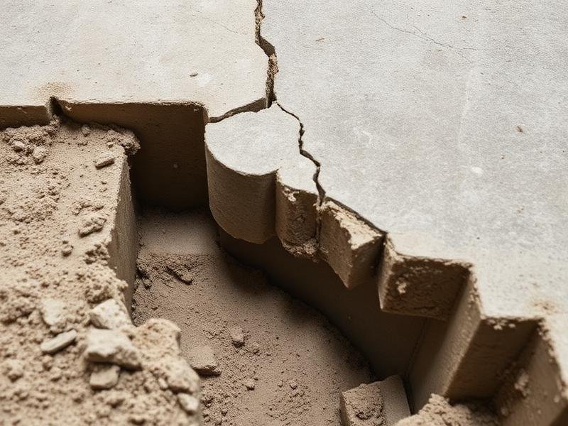 Cracked hollow screed bed lifting from a concrete slab