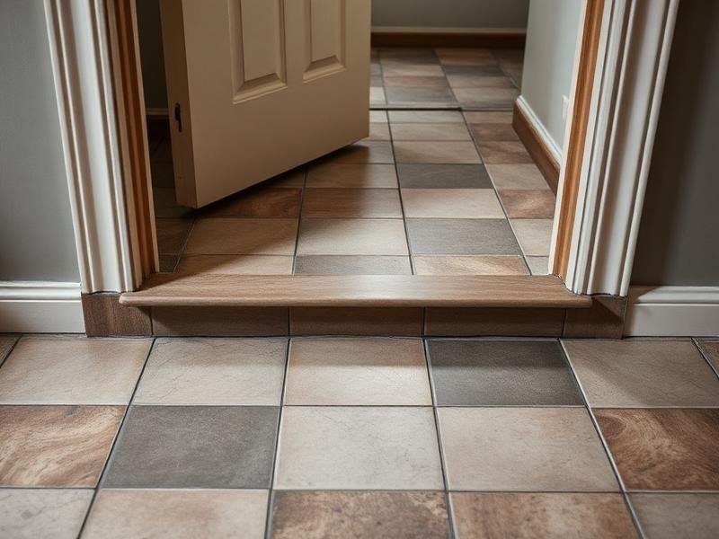 Mismatched floor levels creating a step at a doorway threshold