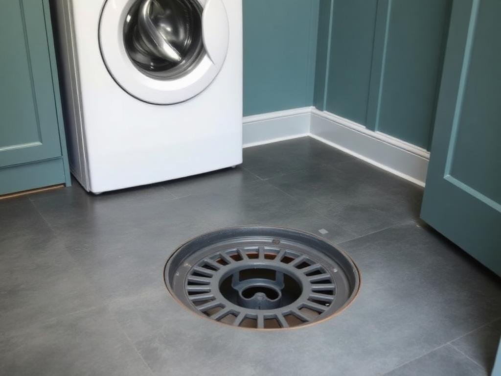 Laundry floor waterproofing around a floor waste