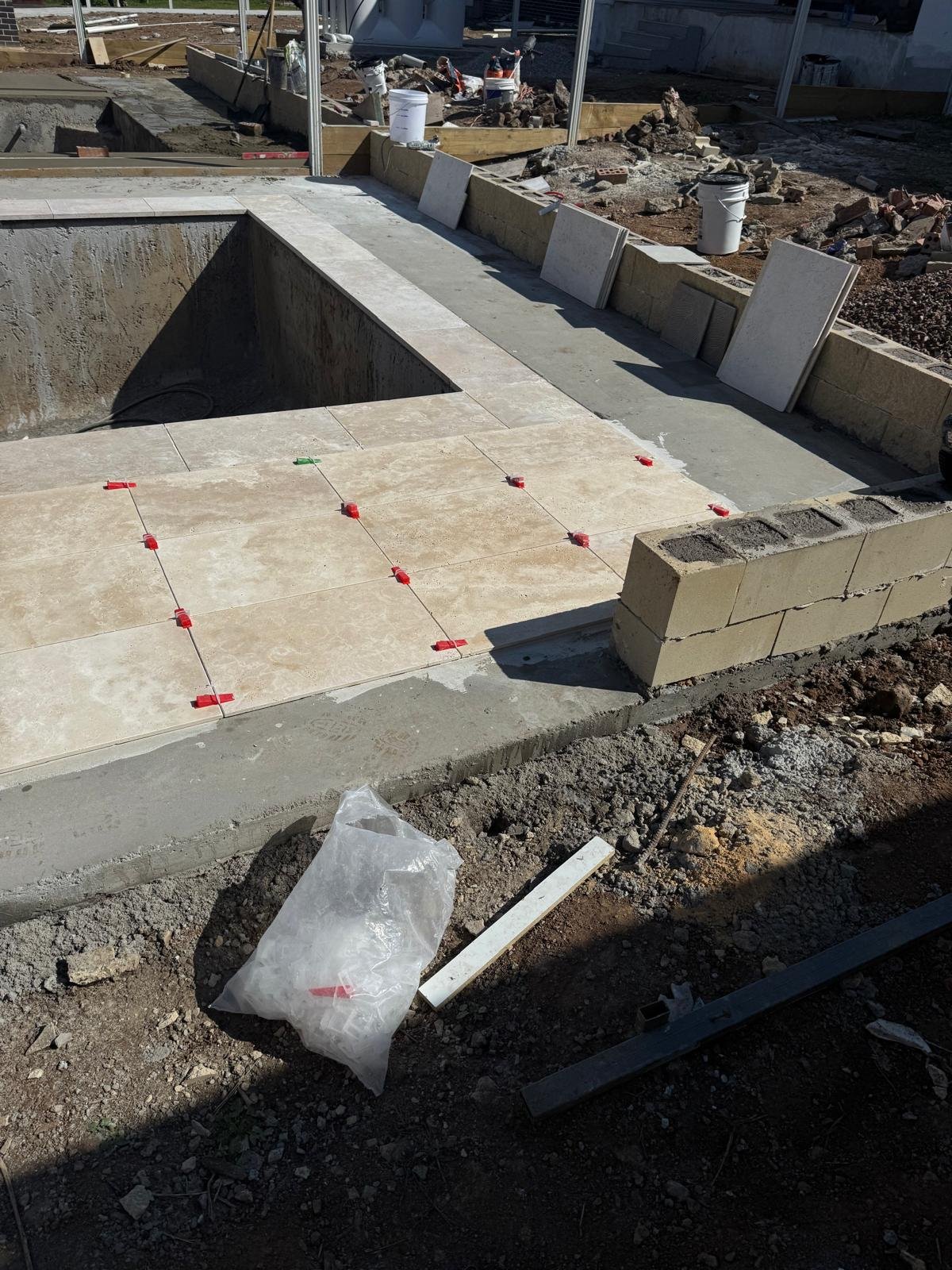 Pool coping and surround tiling